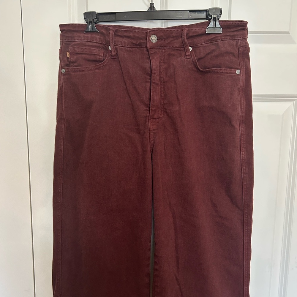 Judy Blue High Waisted Tummy Control Oxblood Red Wide Leg Cropped Jeans - Picture 5 of 11